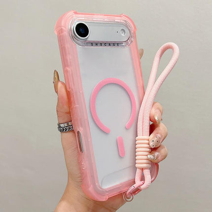 Transparent Matte TPU Hybrid PC 3-in-1 MagSafe Phone Case with Wrist Strap, For iPhone 17 Pro Max, For iPhone 17 Pro, For iPhone 17, For iPhone Air