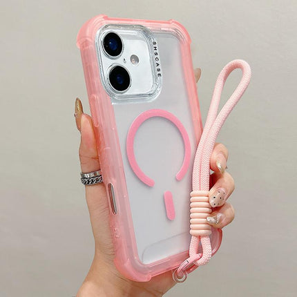Transparent Matte TPU Hybrid PC 3-in-1 MagSafe Phone Case with Wrist Strap, For iPhone 17 Pro Max, For iPhone 17 Pro, For iPhone 17, For iPhone Air