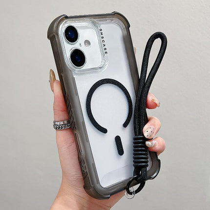 Transparent Matte TPU Hybrid PC 3-in-1 MagSafe Phone Case with Wrist Strap, For iPhone 17 Pro Max, For iPhone 17 Pro, For iPhone 17, For iPhone Air