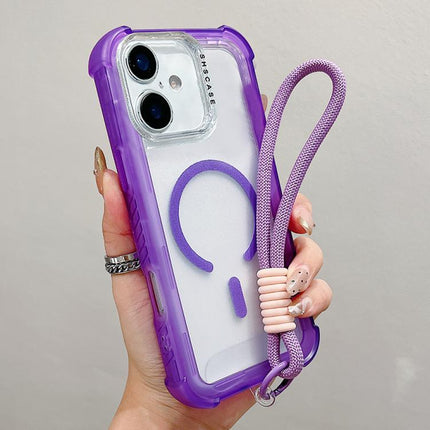 Transparent Matte TPU Hybrid PC 3-in-1 MagSafe Phone Case with Wrist Strap, For iPhone 17 Pro Max, For iPhone 17 Pro, For iPhone 17, For iPhone Air