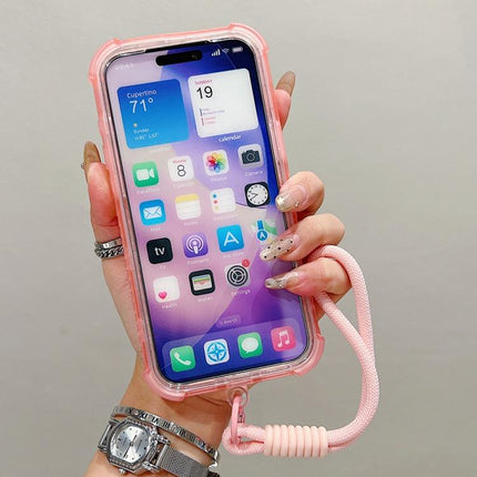 Transparent Matte TPU Hybrid PC 3-in-1 MagSafe Phone Case with Wrist Strap, For iPhone 16 Pro Max, For iPhone 16 Pro, For iPhone 16 Plus, For iPhone 16
