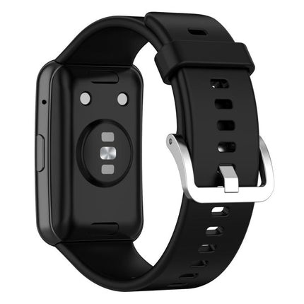 xDfind Solid Color Silver Steel Buckle Silicone Watch Band, For Huawei Watch Fit New