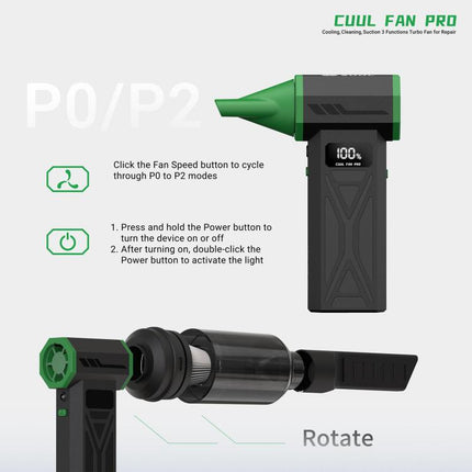 2UUL DA970 Cuul Fan Pro Cooling + Cleaning + Suction 3 in 1 Turbo Fan Set, 2UUL DA970
