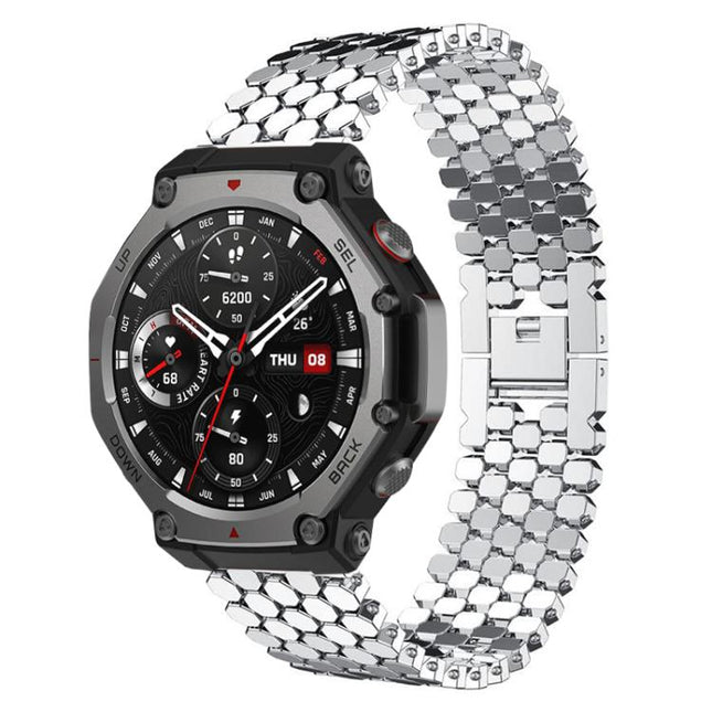 xDfind Fish Scale Texture Metal Watch Band, For Amazfit T-Rex 3