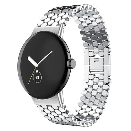 xDfind Fish Scale Texture Metal Watch Band, For Google Pixel Watch 4 / Watch 3 45mm, For Google Pixel Watch 4 / 3 / 2 / 1 41mm