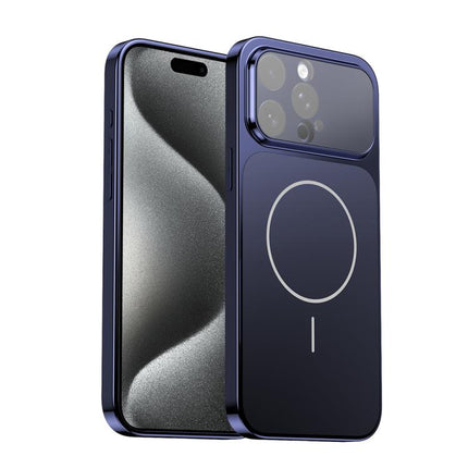 Corning Glass Plating Large Window MagSafe Phone Case, For iPhone 16 Pro Max, For iPhone 16 Pro, For iPhone 16, For iPhone 15 Pro Max