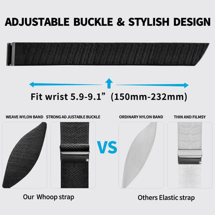 xDfind Black Buckle Sport Elastic Twill Pattern Nylon Watch Band, For WHOOP 5.0 Standard Version