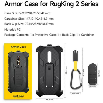 Ulefone Armor Back Clip Phone Case with Carabiner, For Ulefone RugKing 2 Pro, For Ulefone RugKing 3 Pro, For Ulefone RugKing 4 Pro, For Ulefone RugKing