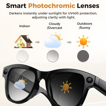 M02 8MP Camera AI Smart Glasses with Photochromic Lenses