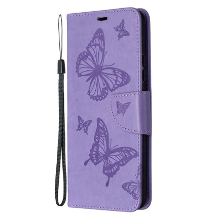 Embossing Two Butterflies Pattern Horizontal Flip PU Leather Case with Holder & Card Slot & Wallet & Lanyard, For Samsung Galaxy A42 5G