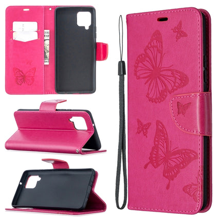 Embossing Two Butterflies Pattern Horizontal Flip PU Leather Case with Holder & Card Slot & Wallet & Lanyard, For Samsung Galaxy A42 5G