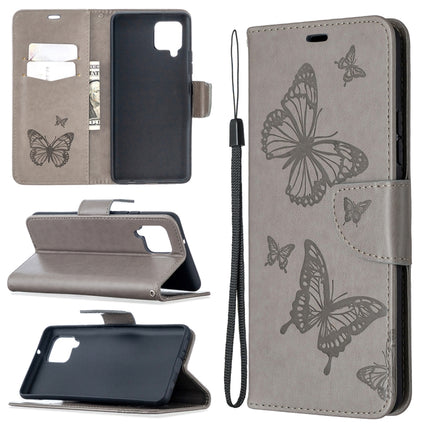 Embossing Two Butterflies Pattern Horizontal Flip PU Leather Case with Holder & Card Slot & Wallet & Lanyard, For Samsung Galaxy A42 5G