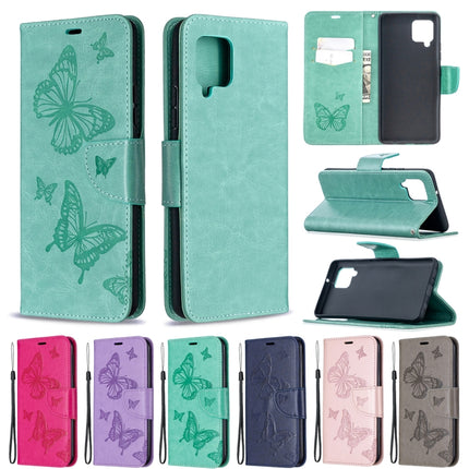 Embossing Two Butterflies Pattern Horizontal Flip PU Leather Case with Holder & Card Slot & Wallet & Lanyard, For Samsung Galaxy A42 5G