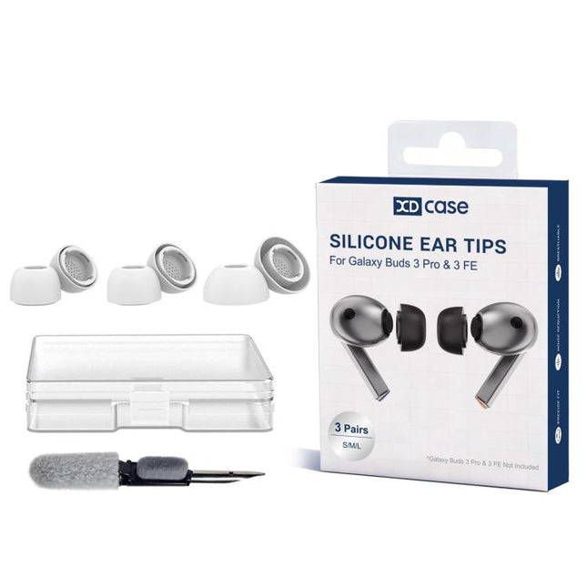 XDcase 3 Pairs Silicone Ear Tips with Storage & Cleaning Kit, For Galaxy Buds3 Pro / 4 Pro