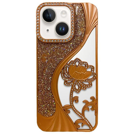 Electroplated TPU Lotus Hollow-carved  Rhinestone Glitter Phone Case, For iPhone 13, For iPhone 12, For iPhone 12 Pro Max, For iPhone 12 Pro