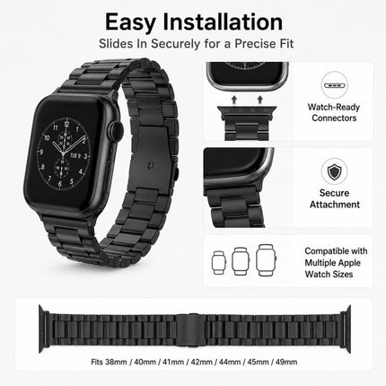 5 Pack xDfind Three Beads Fold Buckle Stainless Steel Watch Band, For Apple Watch 42 / 44 / 45 / 46 / 49mm, For Apple Watch 38 / 40 / 41 / S11 42mm