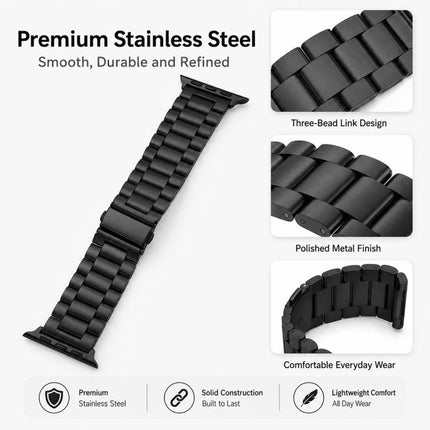 5 Pack xDfind Three Beads Fold Buckle Stainless Steel Watch Band, For Apple Watch 42 / 44 / 45 / 46 / 49mm, For Apple Watch 38 / 40 / 41 / S11 42mm
