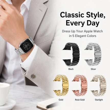 5 Pack xDfind Three Beads Fold Buckle Stainless Steel Watch Band, For Apple Watch 42 / 44 / 45 / 46 / 49mm, For Apple Watch 38 / 40 / 41 / S11 42mm