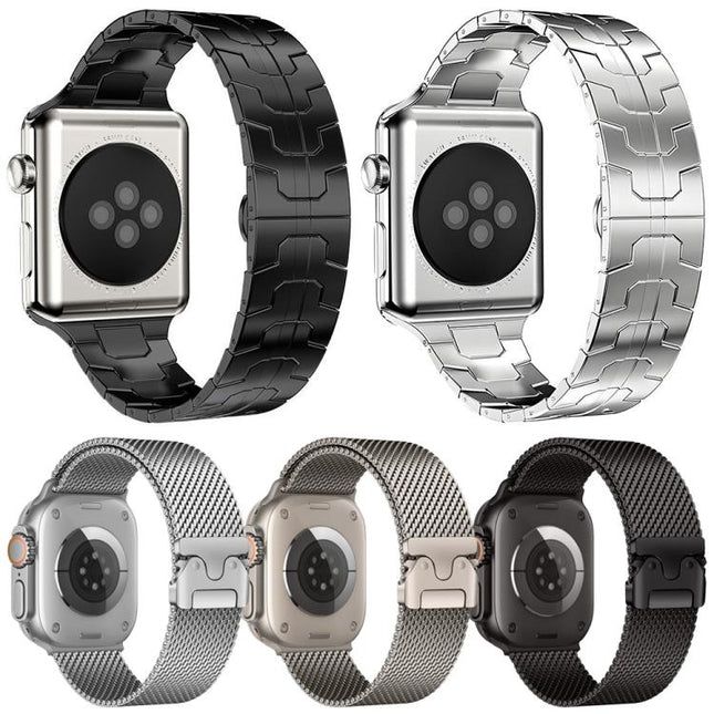 5 Pack xDfind Umbrella Buckle Milanese + Butterfly Buckle Mixed Watch Band, For Apple Watch 42 / 44 / 45 / 46 / 49mm, For Apple Watch 38 / 40 / 41 / S11 42mm