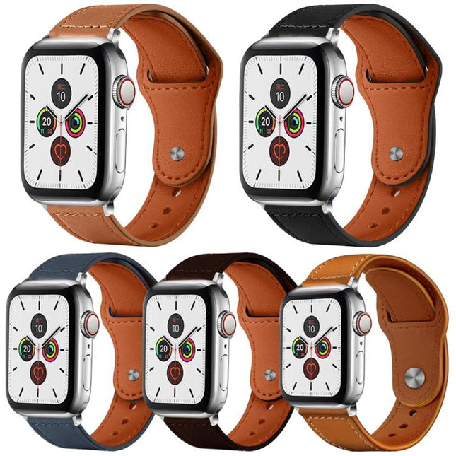 5 Pack xDfind Rivet Buckle Genuine Leather Watch Band, For Apple Watch 42 / 44 / 45 / 46 / 49mm, For Apple Watch 38 / 40 / 41 / S11 42mm