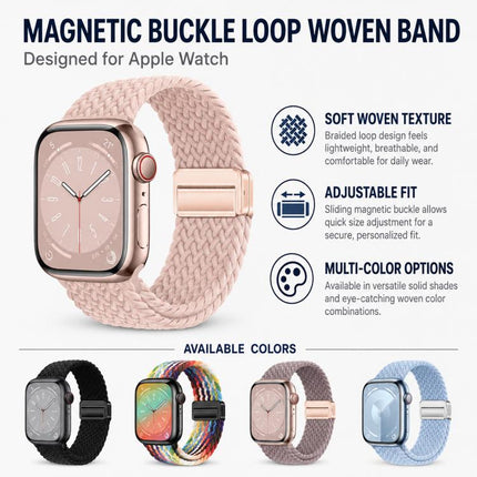 5 Pack xDfind Magnetic Buckle Loop Woven Watch Band, For Apple Watch 42 / 44 / 45 / 46 / 49mm, For Apple Watch 38 / 40 / 41 / S11 42mm