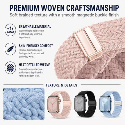 5 Pack xDfind Magnetic Buckle Loop Woven Watch Band, For Apple Watch 42 / 44 / 45 / 46 / 49mm, For Apple Watch 38 / 40 / 41 / S11 42mm