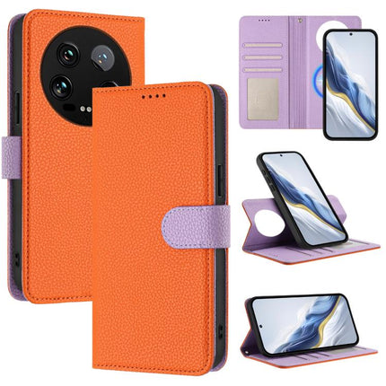Detachable Litchi Texture Magnetic Vegan Leather Phone Case, For Xiaomi 14 Ultra
