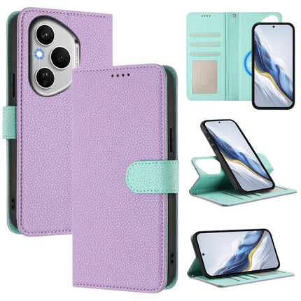 Detachable Litchi Texture Magnetic Vegan Leather Phone Case, For Honor 400 Pro Global 160.8mm, For Honor 400 Lite Global, For Honor 400 Global 156.5mm, For Honor X8c 4G