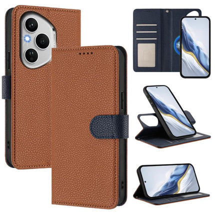 Detachable Litchi Texture Magnetic Vegan Leather Phone Case, For Honor 400 Pro Global 160.8mm, For Honor 400 Lite Global, For Honor 400 Global 156.5mm, For Honor X8c 4G