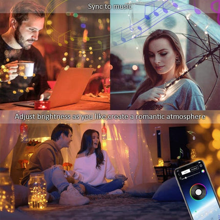 RGB USB  LED Copper Wire Light String Holiday Decoration Light String Bluetooth Mobile APP Control, 2m 20 LED, 5m 50 LED, 10m 100 LED, 12m 120 LED, 15m 150 LED, 20m 200 LED