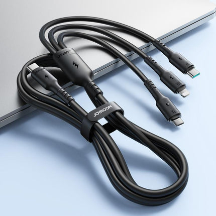 JOYROOM A61 OmniGo Series 3.5A USB-C / Type-C to 8 Pin + USB-C / Type-C, Micro USB 3 in 1 Charging Cable, 1.2m