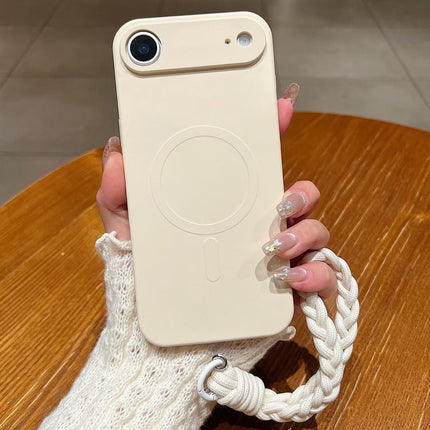 Solid Color Liquid Silicone Magnetic Phone Case with Lanyard, For iPhone Air