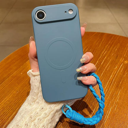 Solid Color Liquid Silicone Magnetic Phone Case with Lanyard, For iPhone Air