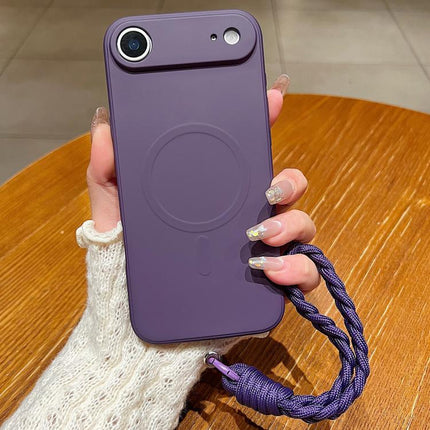 Solid Color Liquid Silicone Magnetic Phone Case with Lanyard, For iPhone Air