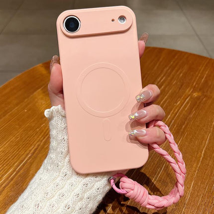 Solid Color Liquid Silicone Magnetic Phone Case with Lanyard, For iPhone Air