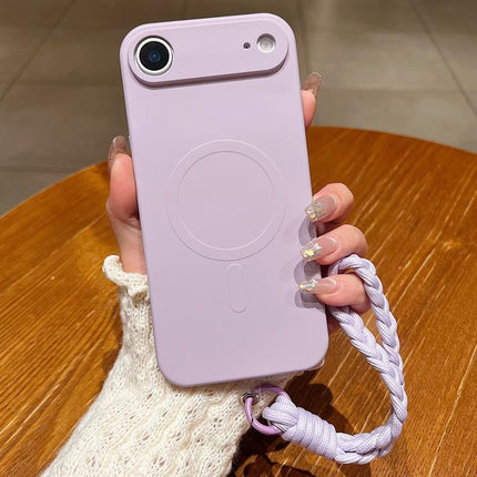 Solid Color Liquid Silicone Magnetic Phone Case with Lanyard, For iPhone Air
