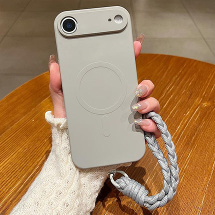 Solid Color Liquid Silicone Magnetic Phone Case with Lanyard, For iPhone Air