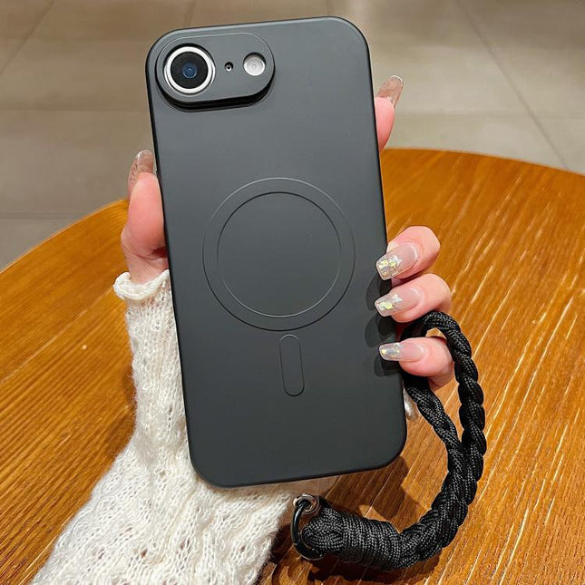 Solid Color Liquid Silicone Magnetic Phone Case with Lanyard, For iPhone 17e / 16e