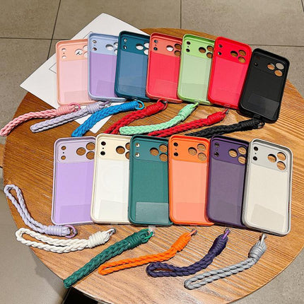Solid Color Liquid Silicone Magnetic Phone Case with Lanyard, For iPhone Air
