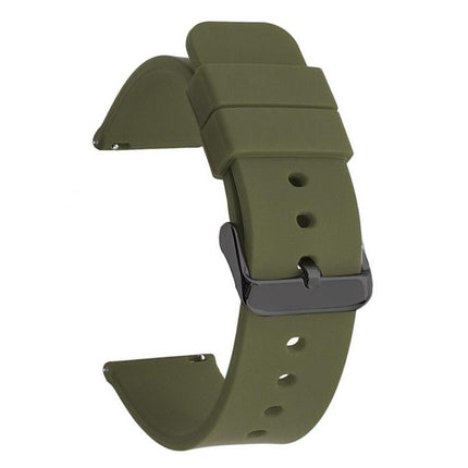 xDfind Stainless Steel Black Pin Buckle Solid Color Silicone Waterproof Watch Band, 16mm