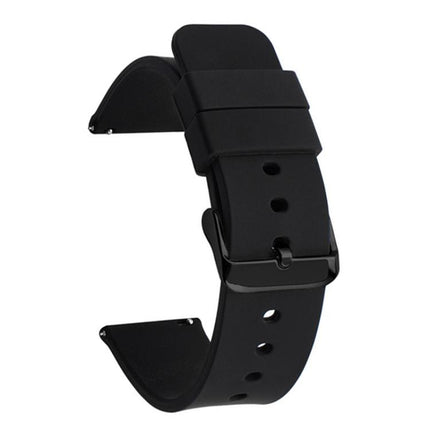 xDfind Stainless Steel Black Pin Buckle Solid Color Silicone Waterproof Watch Band, 21mm