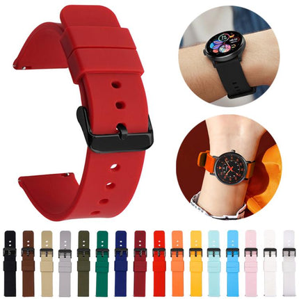 xDfind Stainless Steel Black Pin Buckle Solid Color Silicone Waterproof Watch Band, 21mm