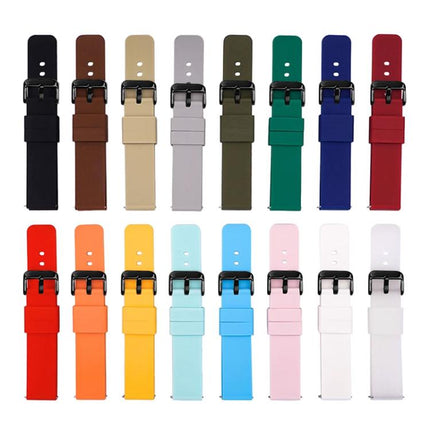 xDfind Stainless Steel Black Pin Buckle Solid Color Silicone Waterproof Watch Band, 22mm