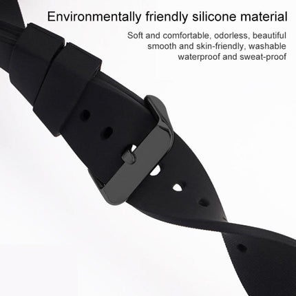 xDfind Stainless Steel Black Pin Buckle Solid Color Silicone Waterproof Watch Band, 24mm