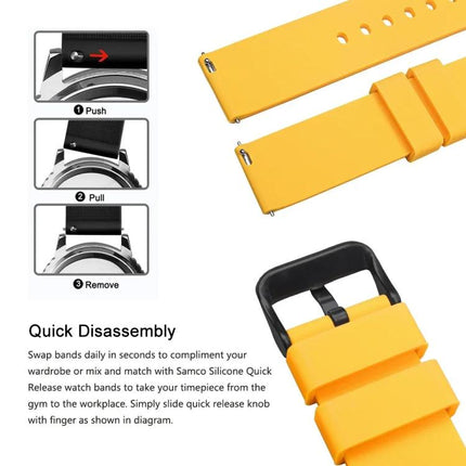 xDfind Stainless Steel Black Pin Buckle Solid Color Silicone Waterproof Watch Band, 20mm