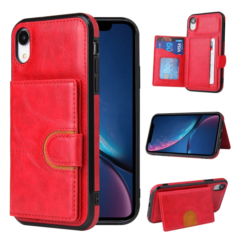 PU + TPU + PC  Shockproof Back Cover Case with Card Slot & Holder, For iPhone 12 / 12 Pro, For iPhone 12 Pro Max, For iPhone XS / X, For iPhone XR