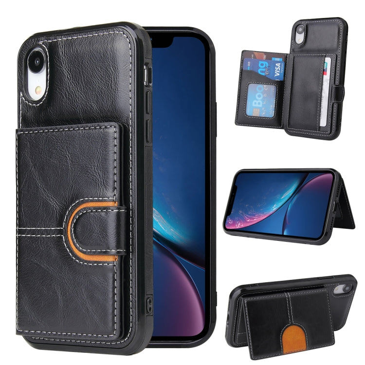 PU + TPU + PC  Shockproof Back Cover Case with Card Slot & Holder, For iPhone 12 / 12 Pro, For iPhone 12 Pro Max, For iPhone XS / X, For iPhone XR