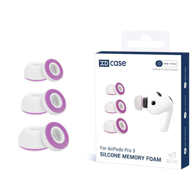 XDcase 3 Pairs Replacement Silicone Sponge Ear Tips, S/M/L Size, 3 Pairs S/M/L Size(White Orange), 3 Pairs S/M/L Size(White Purple)