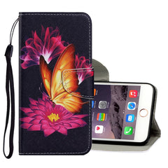 Estuche de cuero PU con tapa horizontal con patrón de dibujo de colores, con soporte, ranuras para tarjetas, billetera y cordón, para iPhone 6 y 6s, para iPhone 6 Plus y 6s Plus