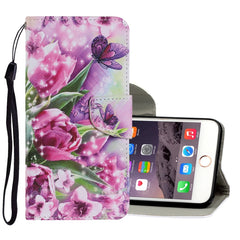 Estuche de cuero PU con tapa horizontal con patrón de dibujo de colores, con soporte, ranuras para tarjetas, billetera y cordón, para iPhone 6 y 6s, para iPhone 6 Plus y 6s Plus